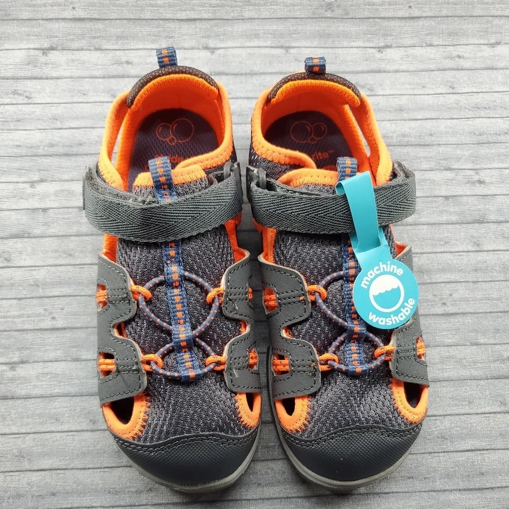 NWOT Stride Rite River Sandals‎ Strappy Toddler Boys Size 12 Gray Orange